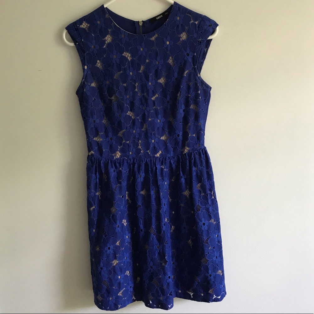 OASIS Blue Lined Lace Dress